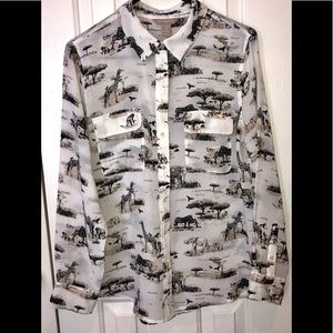 EUC BR COMBO! Animal print blouse & Blk belt